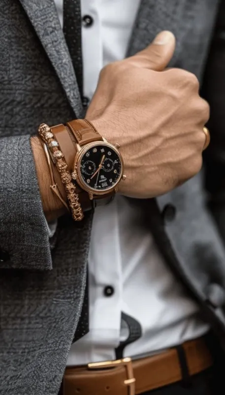 Mann in Business-Casual-Kleidung mit klassischer Armbanduhr